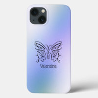Line Drawn Blue Purple Butterly Holographic