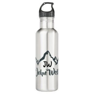 Line drawn mountain range personalizable monogram  710 ml water bottle