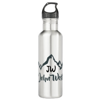 Line drawn mountain range personalizable monogram  710 ml water bottle