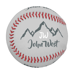 Line drawn mountain range personalizable monogram baseball