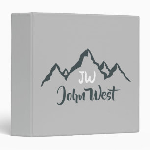 Line drawn mountain range personalizable monogram binder