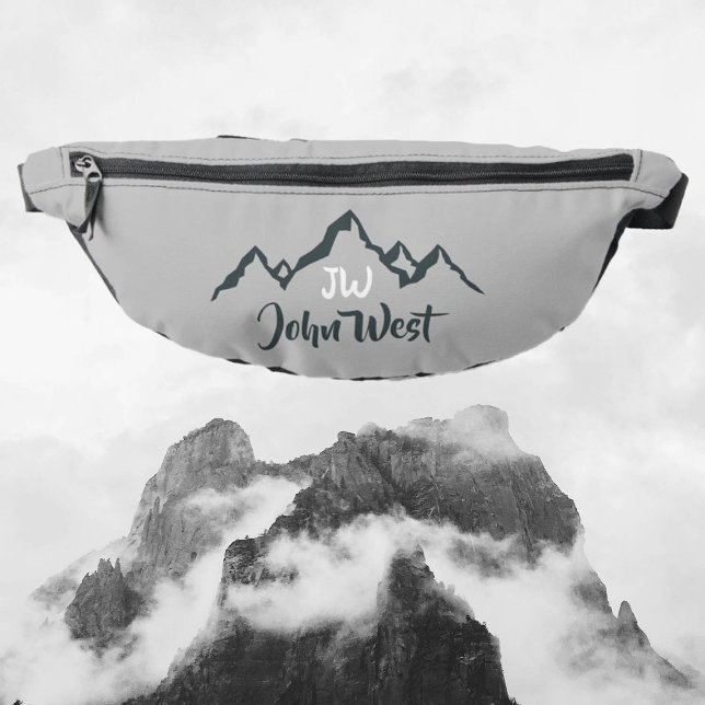 Line drawn mountain range personalizable monogram fanny pack (Creator Uploaded)