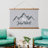 Line drawn mountain range personalizable monogram