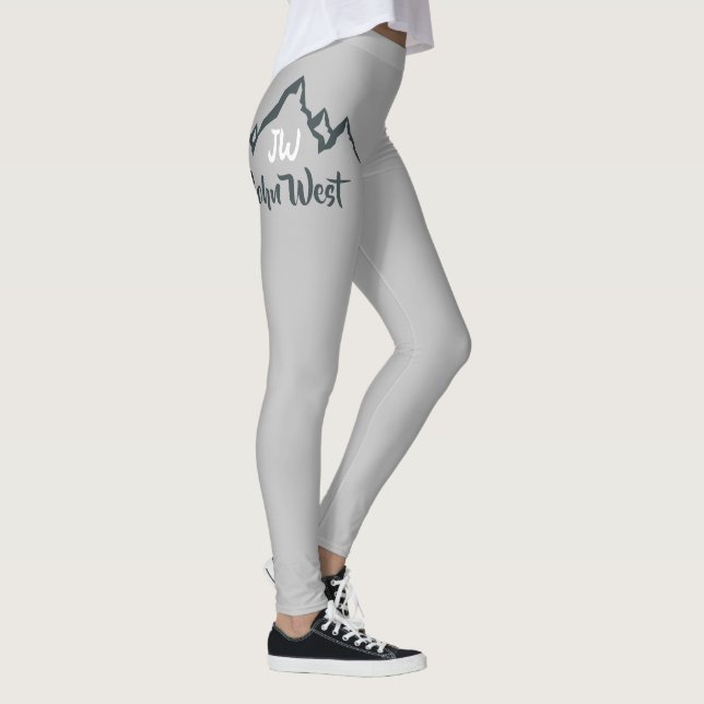 Line drawn mountain range personalizable monogram leggings (Right)