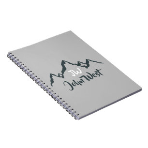 Line drawn mountain range personalizable monogram notebook