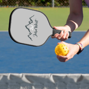 Line drawn mountain range personalizable monogram pickleball paddle