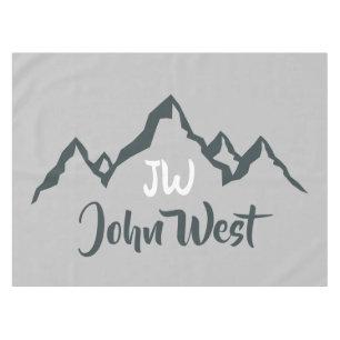 Line drawn mountain range personalizable monogram tablecloth