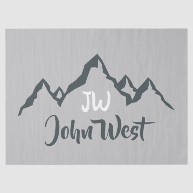 Line drawn mountain range personalizable monogram tissue paper (Front)
