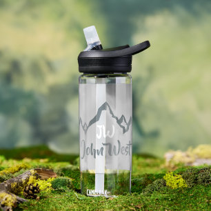 Line drawn mountain range personalizable monogram  water bottle