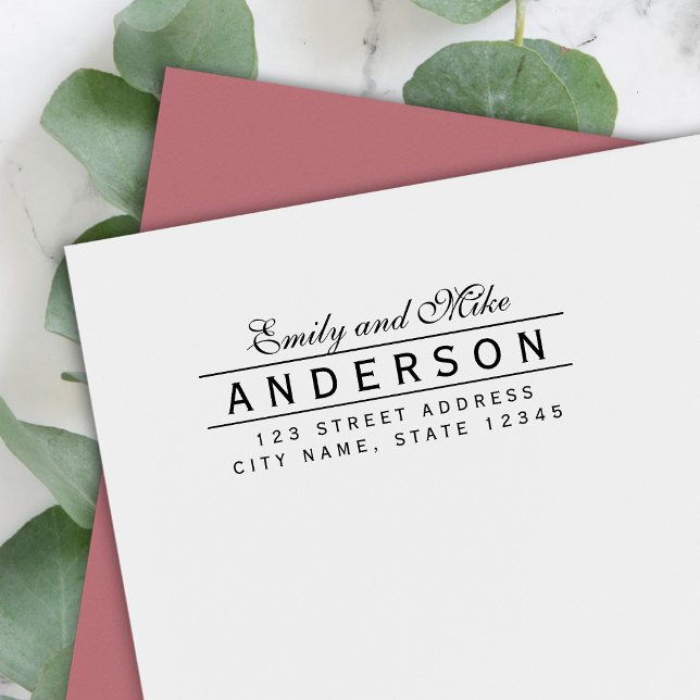 Line Elegant Couple Name Return Address Self-inking Stamp (Creator Uploaded)
