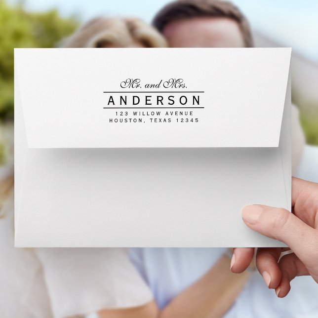 Line Elegant Mr and Mrs Name Return Address Envelope (Creator Uploaded)