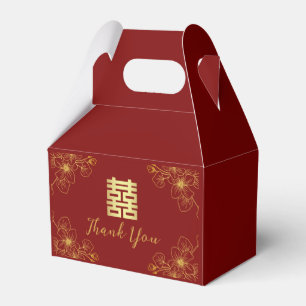 Line floral cherry blossom red Chinese wedding Favor Box