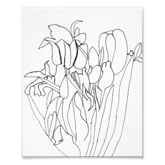 Line Flowers Drawing Print