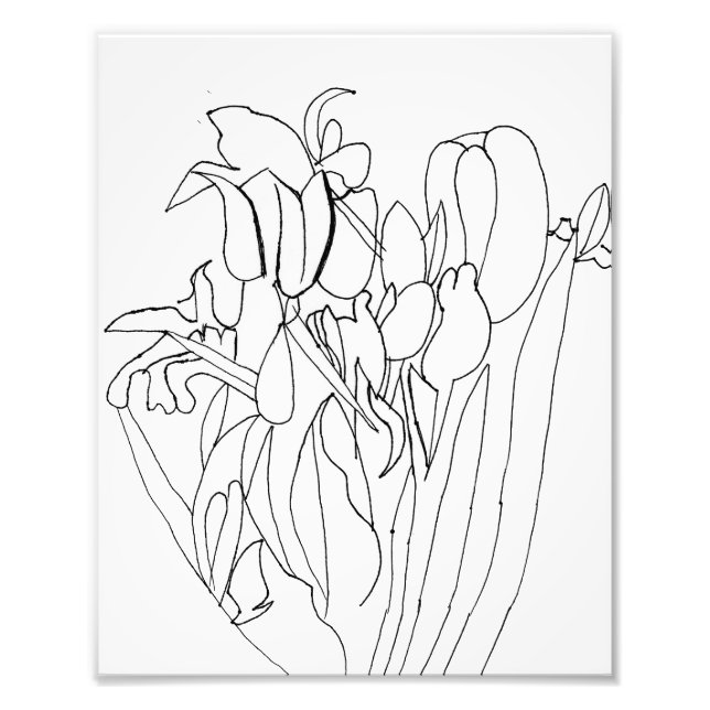 Line Flowers Drawing Print (Front)