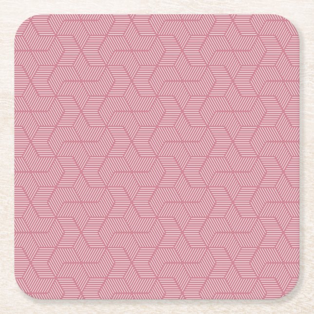 Line Geometry: Modern Vintage Texture Square Paper Coaster (Front)