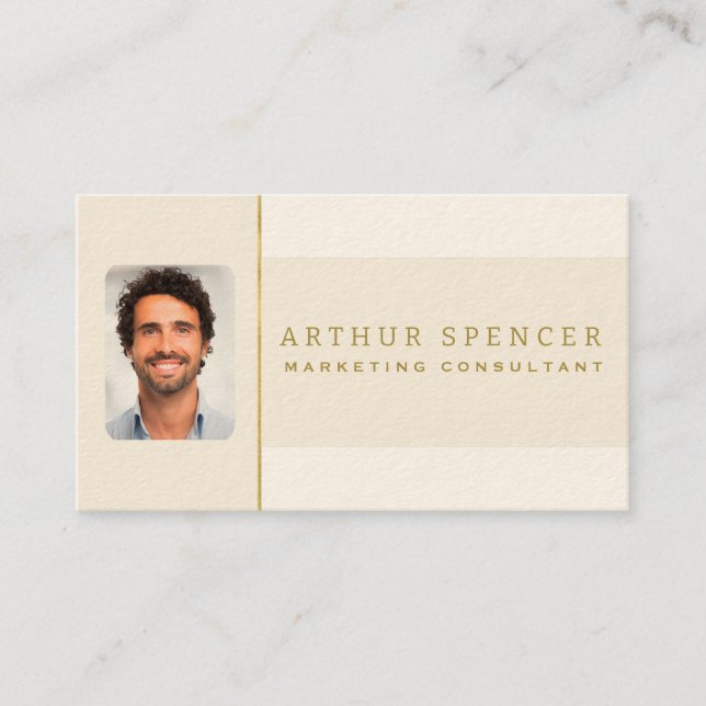 Line Golden Minimalist  Professional Business Card (Front)
