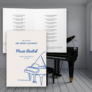 Line Grand Piano Music Recital Program Invitation
