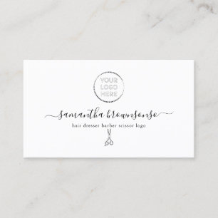 Line Hair dresser barber scissor logo Business Card