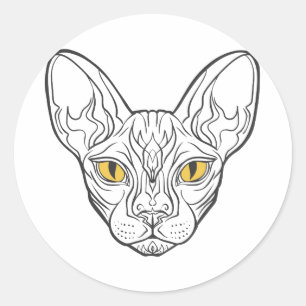 Line head Egyptian cat - Choose background colour Classic Round Sticker