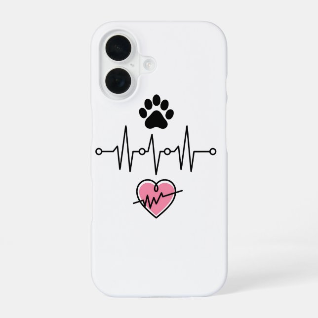 Line Heart paws lovers iPhone 16 Case (Back)
