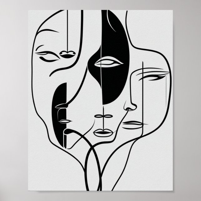 Line Minimalist Face Drawing Poster (Front)