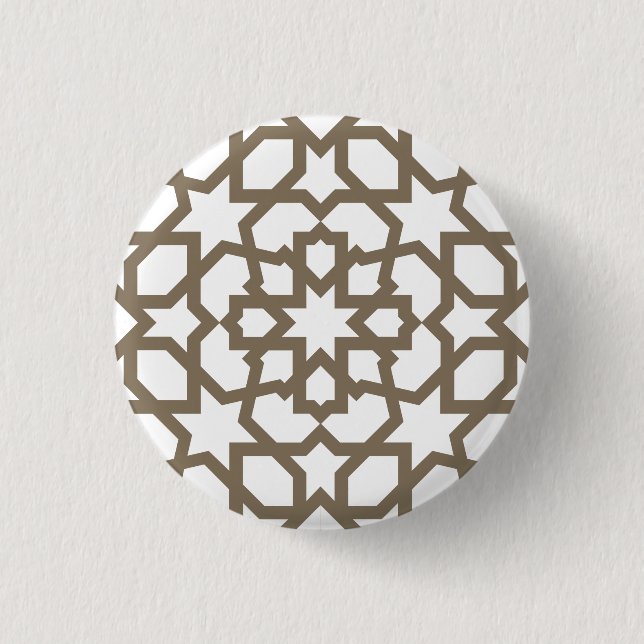 Line Moroccan sea bream of tile mosaic 1 Inch Round Button (Front)
