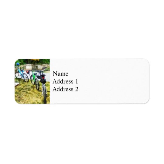 Line of Bicycles in Park Return Address Label
