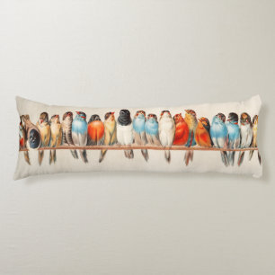 Line of Birds & Dove Body Pillow
