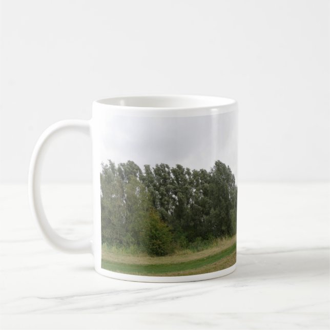 Line of Leaning Trees Landscape Mug (Left)