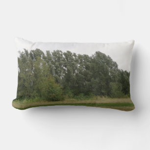 Line of Leaning Trees Landscape Pillow
