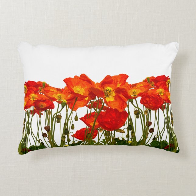 Line of red poppies isolatedart, background, beaut accent pillow (Front)