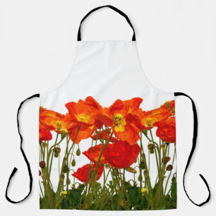 Line of red poppies isolatedart, background, beaut apron