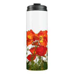 Line of red poppies isolatedart, background, beaut thermal tumbler
