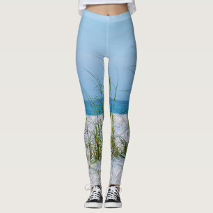 Line Of Sea Oats In White Sand Leggings