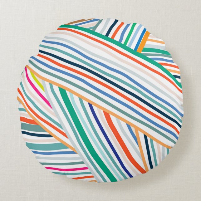 Line Pattern Round Pillow (Front)