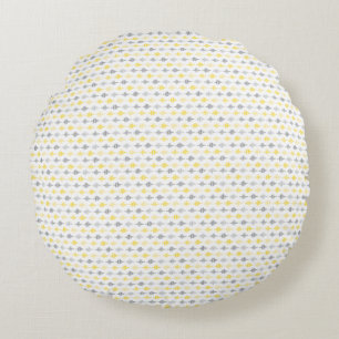 Line Pattern Yellow & Grey Round Pillow
