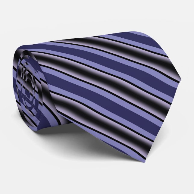 Line Stripe Pattern Of Black And Purple Colors Tie (Rolled)