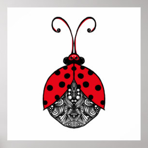 Line tangle ladybug poster
