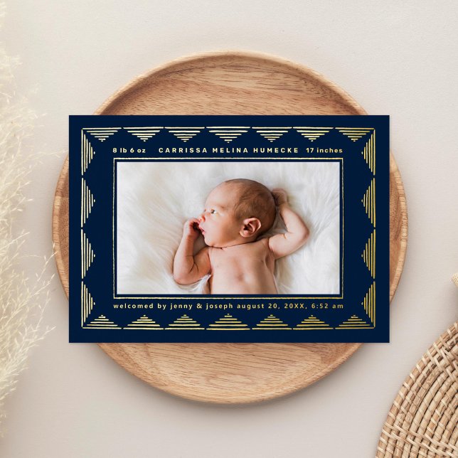 Line Triangle Pattern Photo Birth Announcement  (Creator Uploaded)