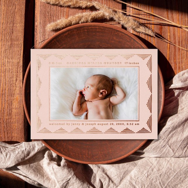 Line Triangle Pattern Photo Birth Announcement  (Creator Uploaded)