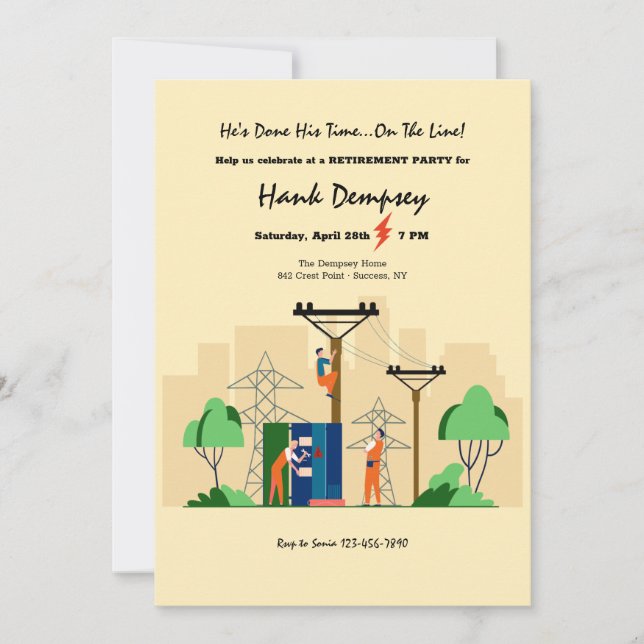 Line Workers Retirement Party Invitation (Front)