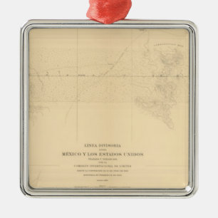Linea Divisoria Entre Mexico 3 Metal Ornament