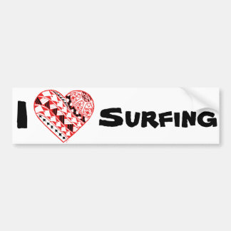 LineA I Heart Surfing (Polynesian) Bumper Sticker