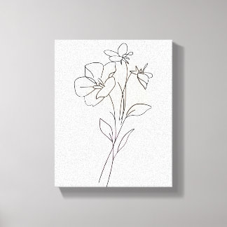 Lineal Art Drawing Flowers Simple Canvas Print