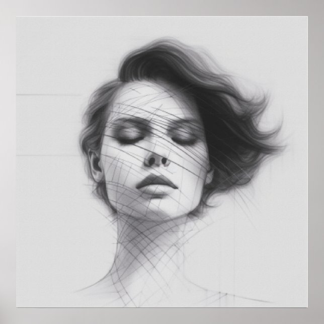 Lineal Art Drawing Woman's Body Poster (Front)