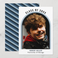 Linear Blue Arch Photo Graduation Announcement