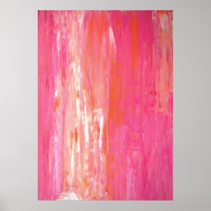 'Linear Colour' Pink and Orange Abstract Art Poster