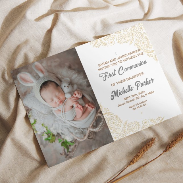 Linear Elegant First Communion Invitation (Creator Uploaded)