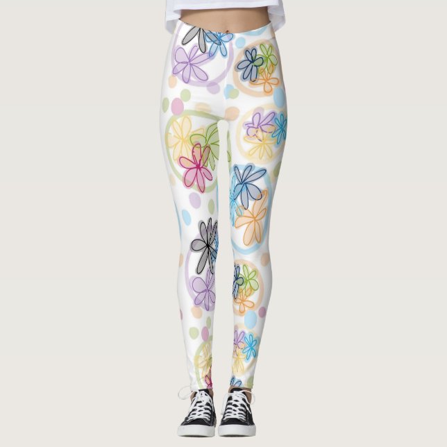 Linear Floral Leggings (Front)