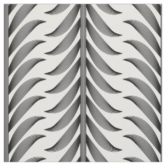 Linear Olive branch in black and white pattern Fabric